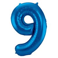 Folienballon Zahl 9, blau