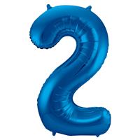 Folat Folienballon Zahl 2, blau