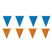 Shoppartners Oranje/Blauwe feest punt vlaggetjes pakket 80 meter Multi