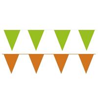 Shoppartners Oranje/Groene feest punt vlaggetjes pakket 80 meter Multi