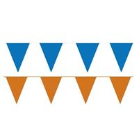 Shoppartners Oranje/Blauwe feest punt vlaggetjes pakket 120 meter Multi