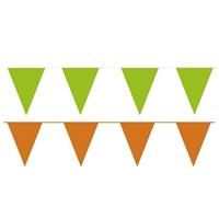 Shoppartners Oranje/Groene feest punt vlaggetjes pakket 120 meter Multi