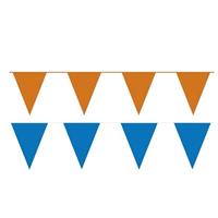 Shoppartners Oranje/Blauwe feest punt vlaggetjes pakket 60 meter Multi