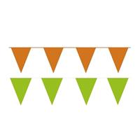 Shoppartners Oranje/Groene feest punt vlaggetjes pakket 60 meter Multi