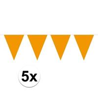 5 stuks Oranje vlaggenlijnen groot 10 meter Oranje