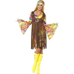 Smiffys Hippie verkleed jurkje met gilet voor dames