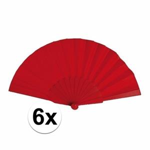 6x Spaanse Handwaaiers rood 23 cm Rood