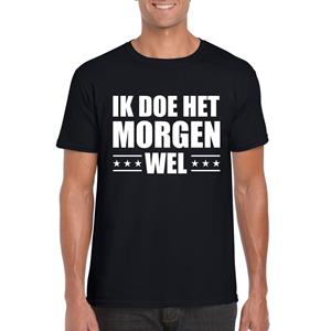 Shoppartners Zwart ik doe het morgen wel shirt voor heren