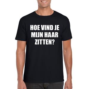 Shoppartners Zwart hoe vind je mijn haar zitten? shirt voor heren