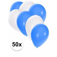 Shoppartners 50x Ballonnen blauw en wit Multi