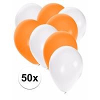 Shoppartners 50x ballonnen wit en oranje Multi