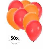 Shoppartners 50x ballonnen rood en oranje Multi
