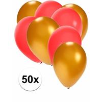 Shoppartners 50x ballonnen goud en rood Multi