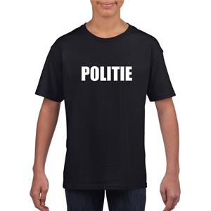 Shoppartners Politie tekst t-shirt zwart kinderen (134-140) Zwart