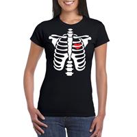 Shoppartners Halloween skelet t-shirt zwart dames Zwart