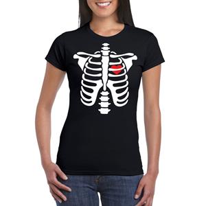 Shoppartners Halloween skelet t-shirt zwart dames Zwart