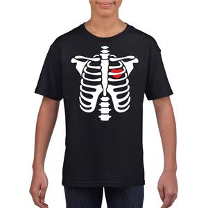 Halloween skelet t-shirt zwart kinderen (146-152) Zwart