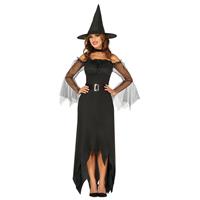 Halloween - Zwarte lange heksen kostuum voor dames