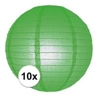 10x Luxe bol lampionnen groen 25 cm Groen