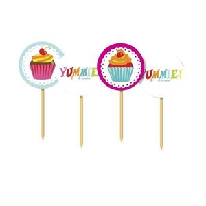 Cupcake thema cocktailprikkers 20 stuks Multi