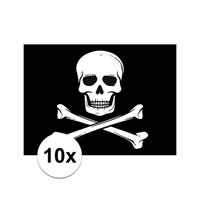 Shoppartners 10x Piraten thema stickers 7.5 x 10 cm Zwart