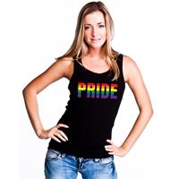 Shoppartners Pride regenboog tekst singlet shirt/ tanktop zwart dames Zwart