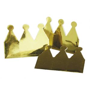 12x stuks Gouden kroontjes van karton Goudkleurig