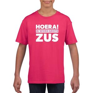 Shoppartners Roze Hoera ik word grote zus t-shirt voor meisjes