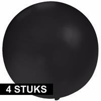 4x Grote ballonnen van 60 cm zwart Zwart