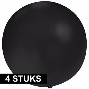 4x Grote ballonnen van 60 cm zwart Zwart