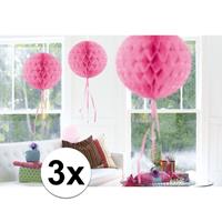 3x feestversiering decoratie bollen licht roze 30 cm Roze