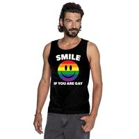Shoppartners Smile if you are gay emoticon tanktop/ singlet shirt zwart heren Zwart