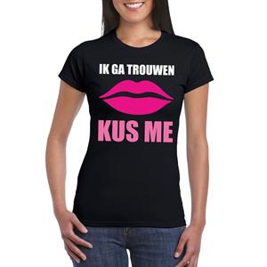 Shoppartners Ik ga trouwen kus me t-shirt zwart dames Zwart