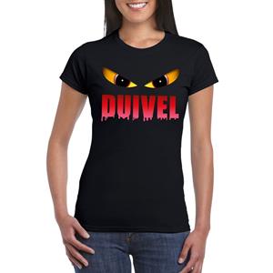 Shoppartners Halloween - Halloween duivel ogen t-shirt zwart dames Zwart