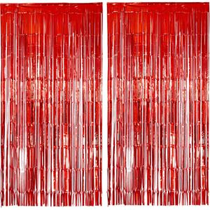 2x Folie deurgordijnen rood 200 x 100 cm Rood