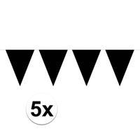 5x Vlaggenlijnen zwart 10 meter Zwart