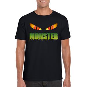 Shoppartners Halloween - Halloween monster ogen t-shirt zwart heren Zwart