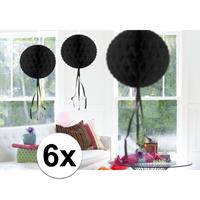 6x feestversiering decoratie bollen zwart 30 cm Zwart