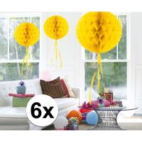 6x feestversiering decoratie bollen geel 30 cm Geel