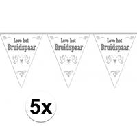 5x stuks Vlaggenlijnen Bruiloft / Bruidspaar / Huwelijk Wit
