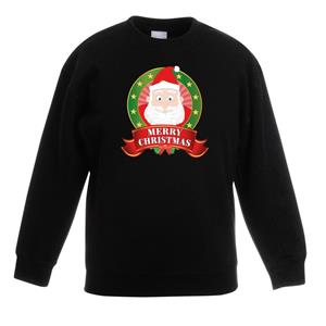 Shoppartners Kersttrui met de kerstman zwart jongens en meisjes (122/128) Zwart