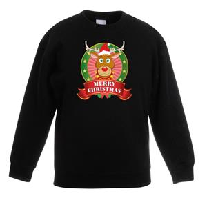 Shoppartners Kersttrui met rudolf het rendier zwart jongens en meisjes 9-11 jaar (134/146) Zwart