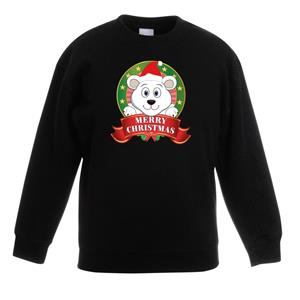 Shoppartners Kersttrui met een ijsbeer zwart jongens en meisjes (122/128) Zwart