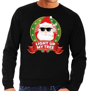 Shoppartners Foute kersttrui zwart Light Up My Tree voor heren