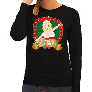 Shoppartners Foute kersttrui zwart Touch my Jingle Bells voor dames