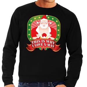 Shoppartners Foute kersttrui zwart Santa Is Almost Coming voor heren