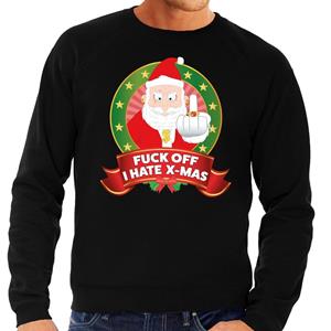 Shoppartners Foute kersttrui zwart Fuck Off I Hate X-mas voor heren