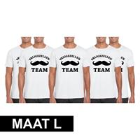 Shoppartners 5x Vrijgezellenfeest Team t-shirt wit heren Maat Wit