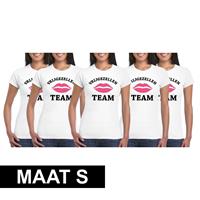 Shoppartners 5x Vrijgezellenfeest Team t-shirt wit dames Maat Wit