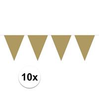 10x stuks vlaggenlijnen goud 6 meter Goudkleurig